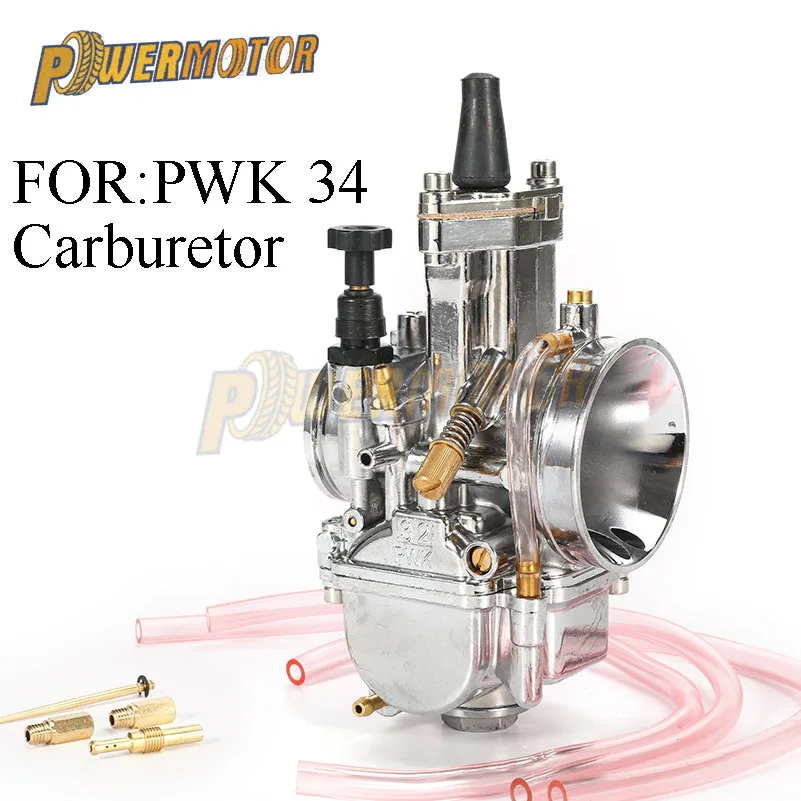 Серебряный карбюратор Carburador для скутеров Mikuni Maikuni PWK34 34 мм Carb части 125cc до 250cc с силовой струей мотоцикла ATV