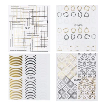 

4 Sheets Geometric Line Nail Art Sticker Fashion DIY Manicures Decoration Beautiful Nail Art Supplies for Women Female