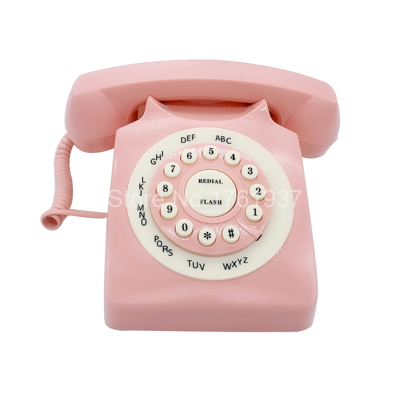 Pink Retro Phone, Corded Landline telephone, Classic Vintage Old