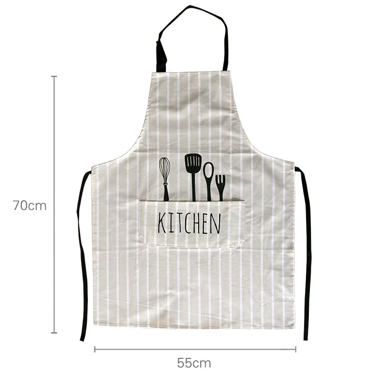 Adjustable Print Pattern Apron Chef Waiter Kitchen Cook Apron With Pockets Polyester Water Proof Kitchen Tools For Man Woman
