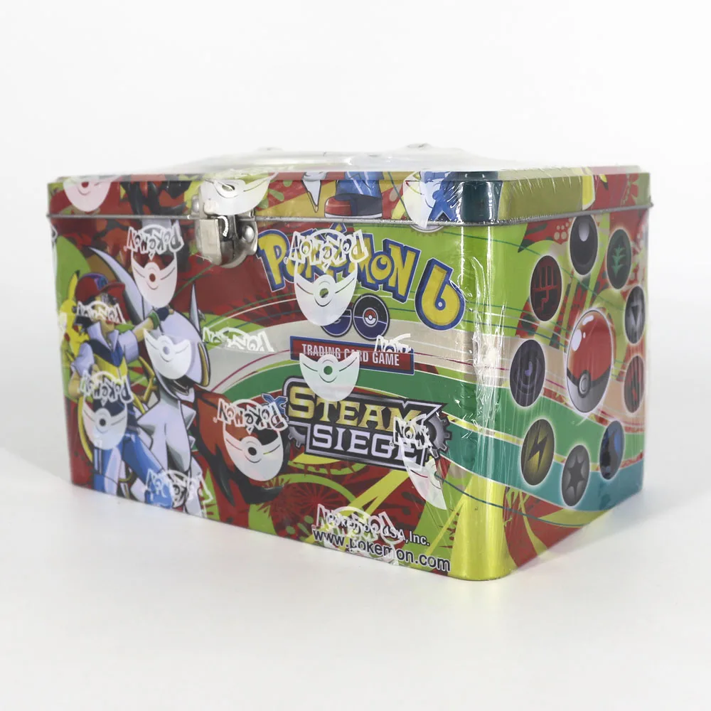 TAKARA TOMY Pokemon Card, металлическая коробка, настольная карточная игра, Мега тренажер, энергетические коллекционные карты, боевые игрушки, 153 карт для детей