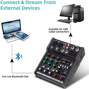 Image 5 - A4 Console di missaggio Audio Bluetooth registrazione USB riproduzione Computer 48V ritardo alimentazione Phantom effetto di rialimentazione Mixer Audio USB a 4 canali