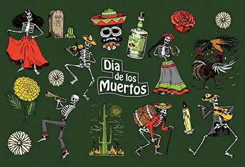 Dia DE Los Muertos фон для концерта на кладбище кактус Marigold гитара Sambrero фон
