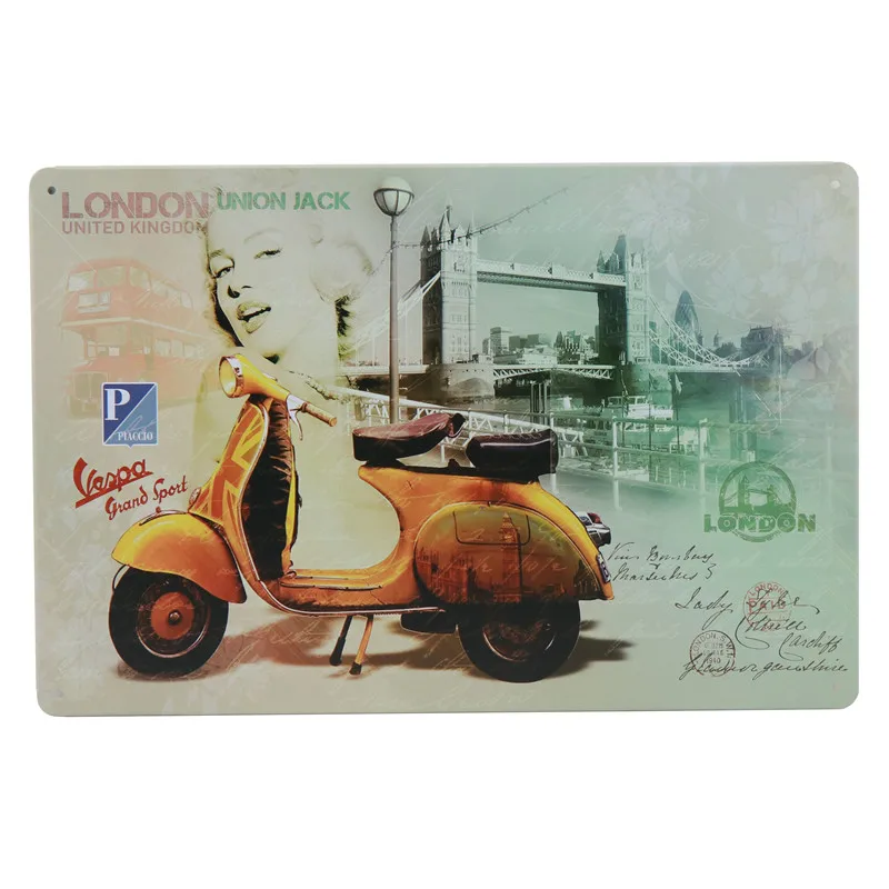 R 30X20 см винтажная Ретро металлическая жестяная вывеска Vespa мотор жестяная автобусная табличка для бара украшение для бара домашний декор для гаража H31 - Цвет: R