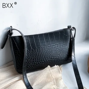 

[BXX] Crocodile Pattern PU Leather Bag For Women 2020 Spring Summer Crossbody Messenger Bag Female Fashion Travel Handbags HK918