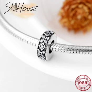 

New 925 Sterling Silver Flowers Crystal CZ bow Spacer beads womens accessories 2018 Fit Original European Charm Bracelet Jewelry