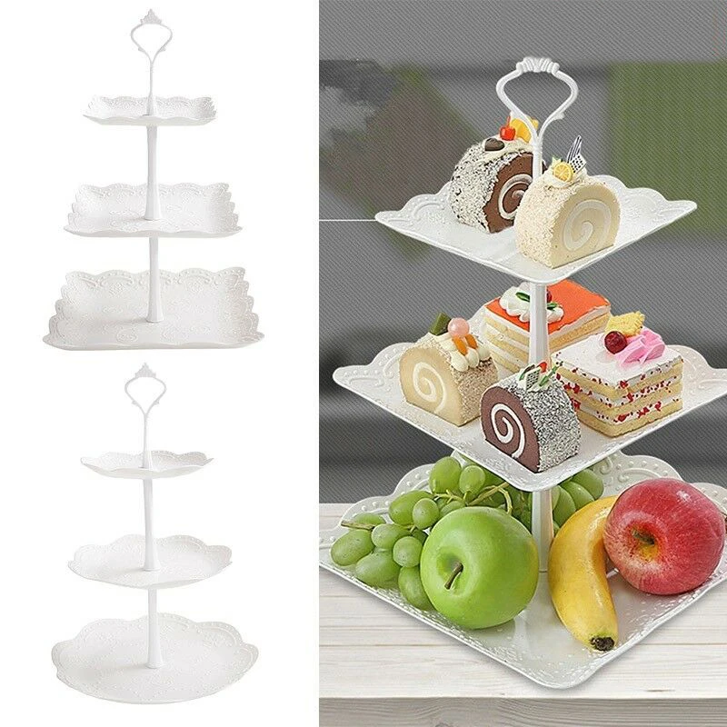 3 Tier Cake Stand Fruit Dish Dessert Snack Tray Wedding Plates Party Tableware 