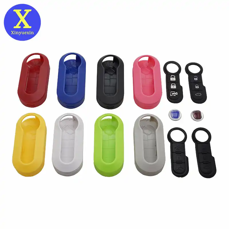 Xinyuexinリモートフリップ車のキーシェルフィアット500パンダpunto Bravoキーカバーフリップレザーケースプラスチック製交換シェルとゴム キーパッド 車のキー Aliexpress