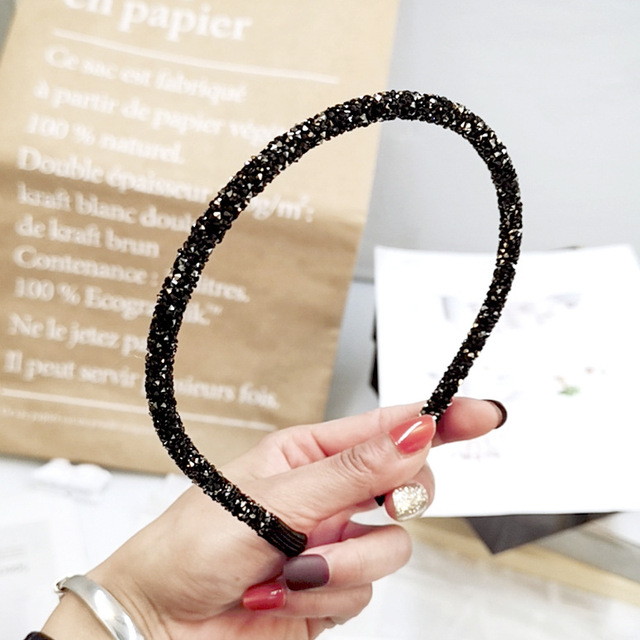 Korea Crystal Soft Headband for Women Rhinestone Hairband Beads Bezel Girls Hair Accessories Simple Headwear