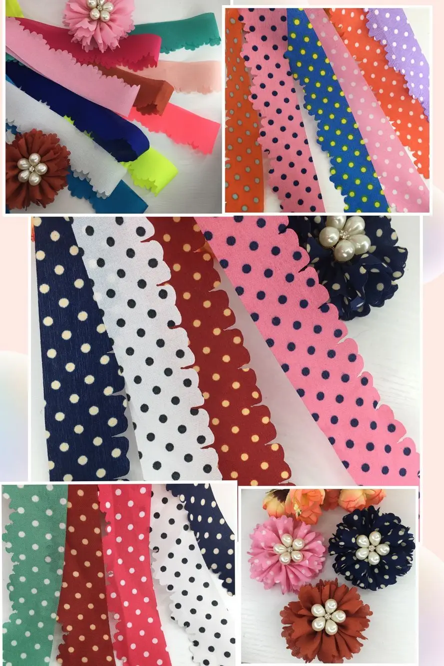 3*95cM Wave point Plain Chiffon Ribbon for Wedding Invitation Bouquets Handmade Party Gift Wrapping 5 pieces