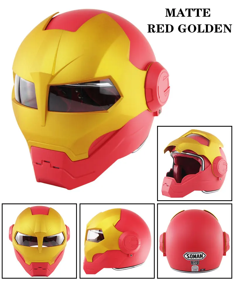 Classic DOT Iron Man Motorcycle Helmet Scooter Full Face motor kask Soman SM515 Retro casco capacete moto Motorbike Helmets | Автомобили и