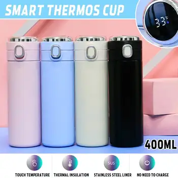 

400ml Stainless Steel Insulated Bottle Vacuum Flask Smart Thermal Bottle With LCD Touch Screen Mug Tea Mug Coffee Cup