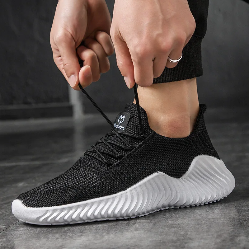 KAMUCC 2019 Sneakers Men Flyknit Breathable Casual Male Footwear Light Big Size Shoe Masculino Adulto Support Dropshipping 39-47