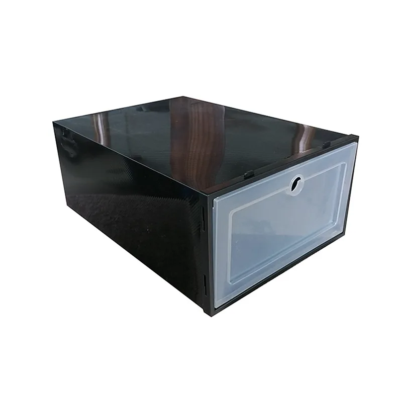 Flip Open Cover Durable Plastic Shoe Storage Transparent Box Divider Drawer Portable Shoes Organizer - 1 Pcs