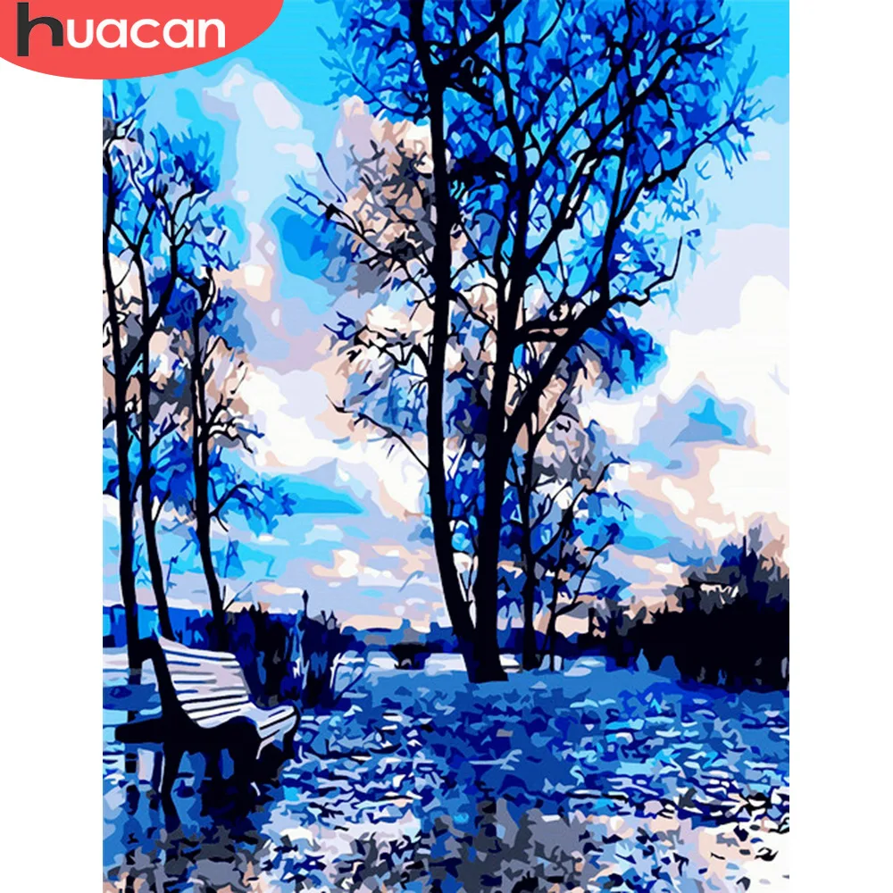 

HUACAN Coloring By Numbers Tree Landscape Art DIY Digital Oil Painting By Numbers Pictures Scenery Canvas Painting Living Room