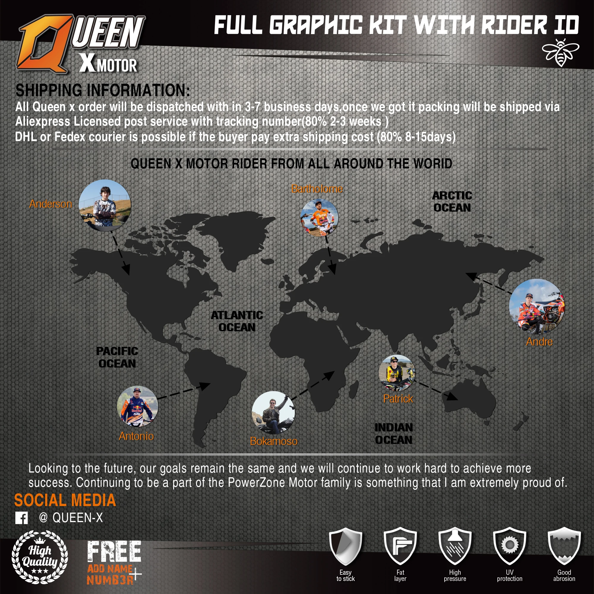 QUEEN X MOTOR Custom Team графические наклейки 3M Набор наклеек для KTM 2013 2014 2015 SX SXF 2016 EXC XC W