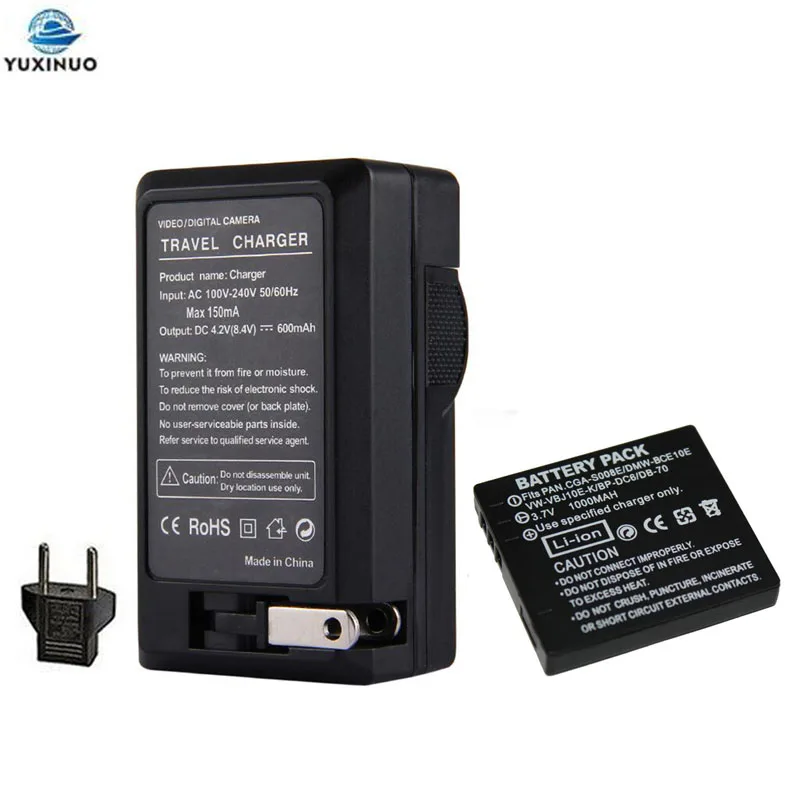 1000 мА/ч DMW-BCE10E BCE10 CGA-S008E/1B VW-VBJ10E DB70 Батарея + AC Зарядное устройство для цифрового