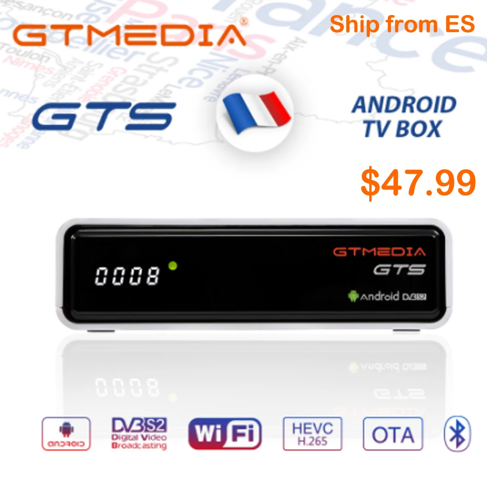 GTMEDIA GTS 4K Android ТВ приставка рецептор DVB-S2 Bluetooth спутниковый ресивер Поддержка Cccam IP tv