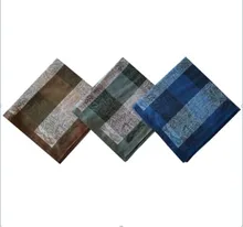 

6PCs Vintage Cotton Handkerchief For Men Business Suit Pocket Accessories Square Pastoral Lattice Handkerchief Birthday 43x43cm