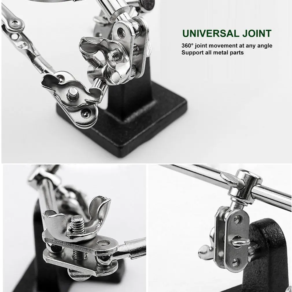 Helping Third Hand Tool Soldering Stand With 5X Welding Magnifying Glass 2 Alligator Clips 360 Degree Rotating Adjustable Sale