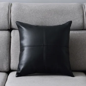 

45x45cm PU Soft Leather Pillow Cover With Core Luxury Cushion Cover For Throw Decor Pillowcases Bed Car Pillows Decorative Sofa