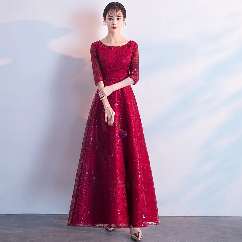 Новинка, благородное вечернее платье Cheongsam, женские элегантные китайские платья с блестками, платье для выпускного вечера, сексуальные аппликации De Soiree Qipao