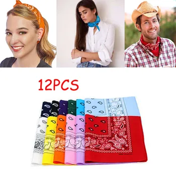 

12pc Dozen Paisley Bandanas Multi Colored Set Cowboy Bandanna Head Scarf Double Sided