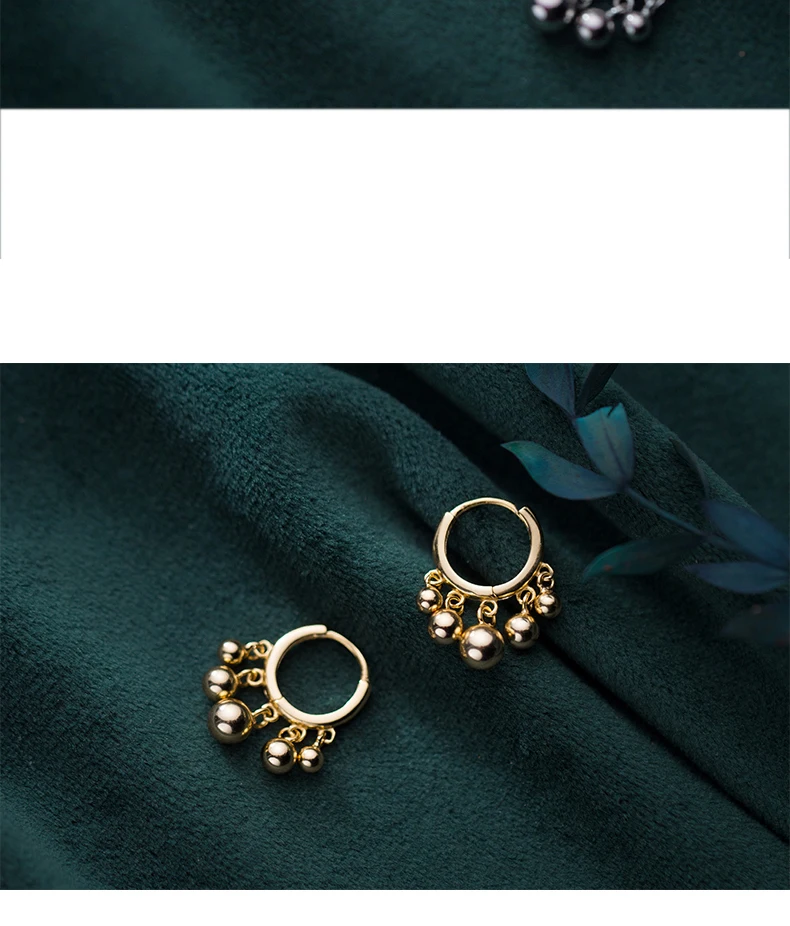 MloveAcc Серебро 925 пробы с геометрическим рисунком с кистями из бусин серьги-кольцо для Для женщин модные серьги ювелирные изделия