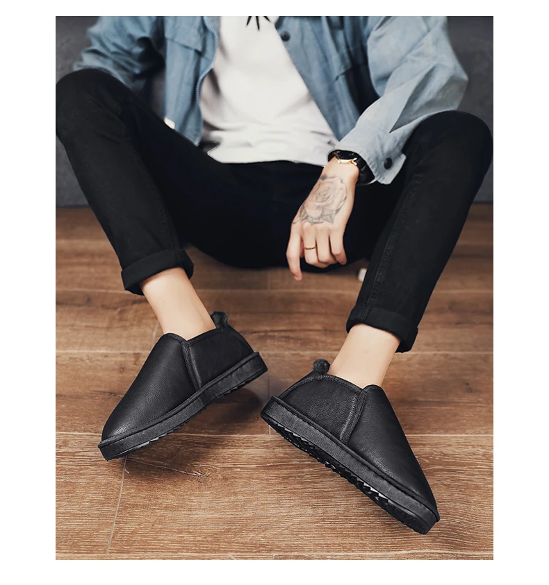 Leather Ankle Men Boots Casual Shoes Cheap Outdoor Waterproof Work Safety Shoes Mens Snow Boots Sneakers Warm Military Boots