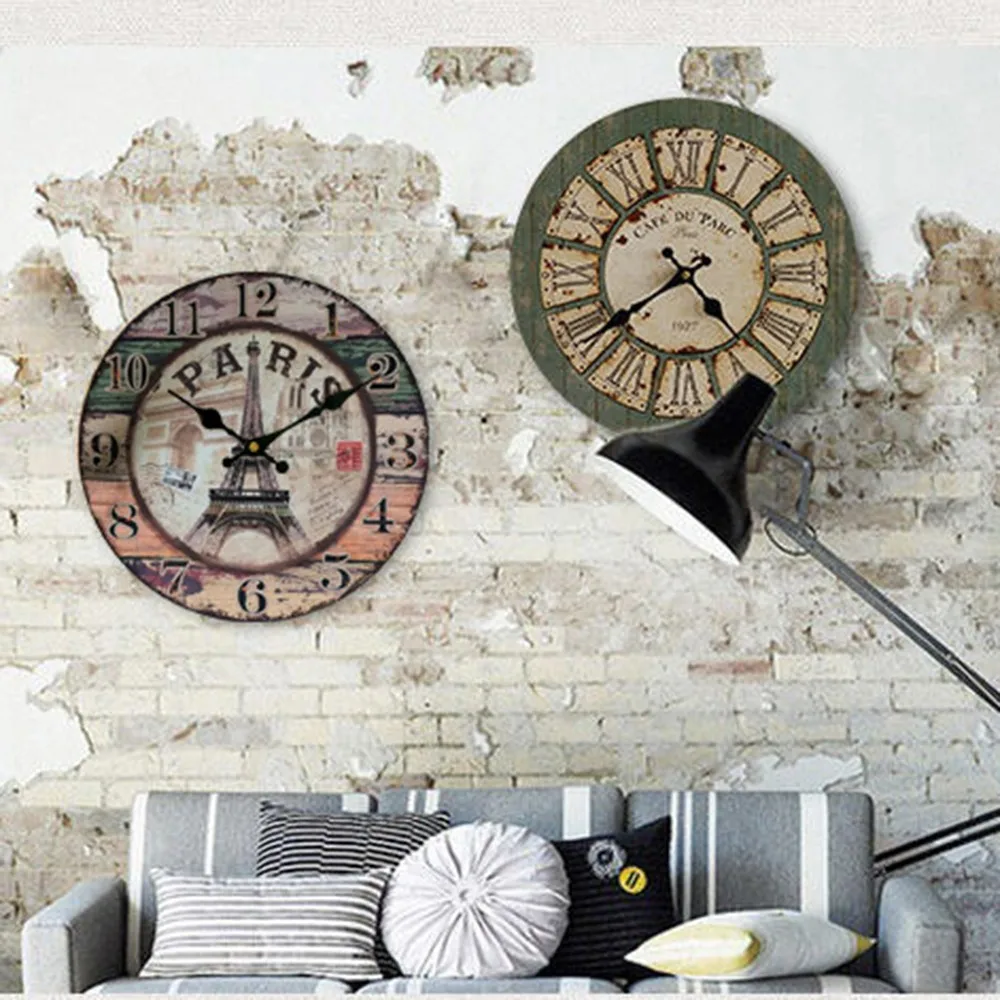 Новые 3D большие настенные часы в европейском стиле ретро винтажный деревенский