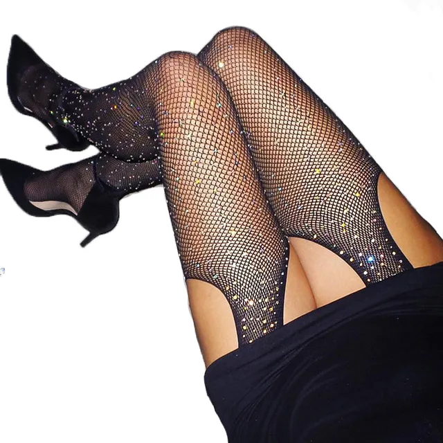 2021 Sexy Women's Glitter Fishnet Open 