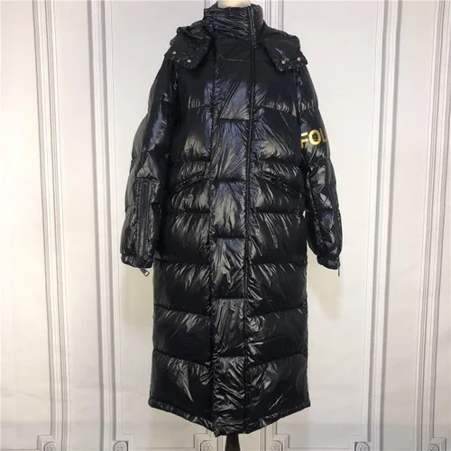 Tcyeek/толстый теплый зимний женский пуховик уличная куртка с капюшоном на 90% утином пуху модная женская одежда X-long пальто Hiver - Цвет: black