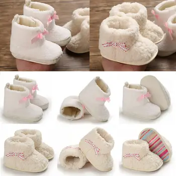 

2019 New Lovely Newborn Baby Kid Girl Booties Soft Sole Snow Boots Winter Warm Fur Crib Shoes 0-18M