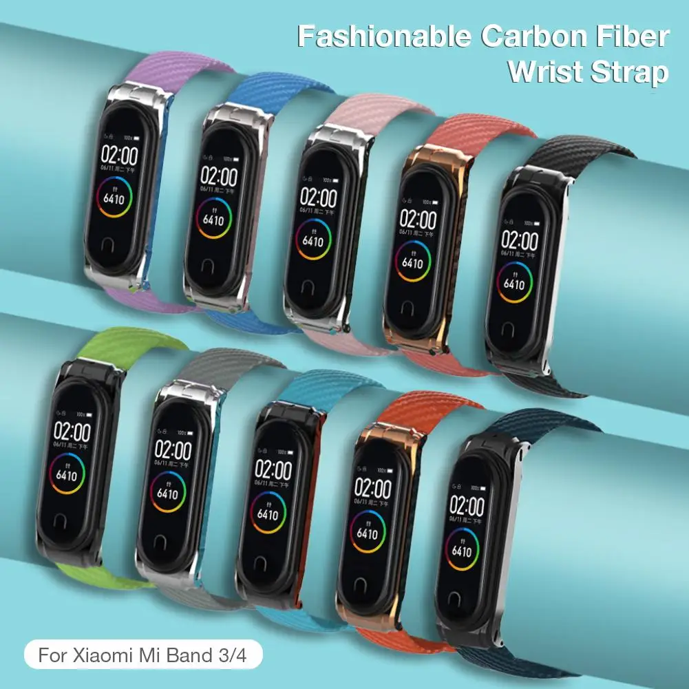 Ремешок для часов из углеродного волокна для Xiaomi Mi Band 4 3, сменный ремешок, Модные Смарт-Аксессуары