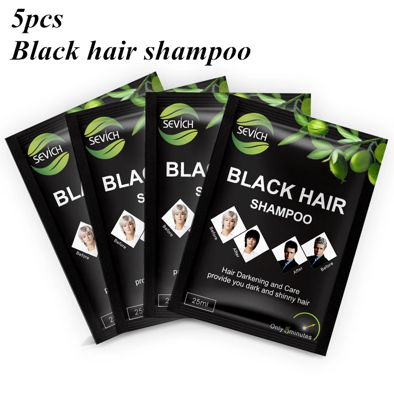 Champú instantáneo para cabello negro Sevich, 10 unidades por lote, oscurece el cabello gris y blanco y lo deja brillante en 5 minutos. Champú para teñir el cabello.