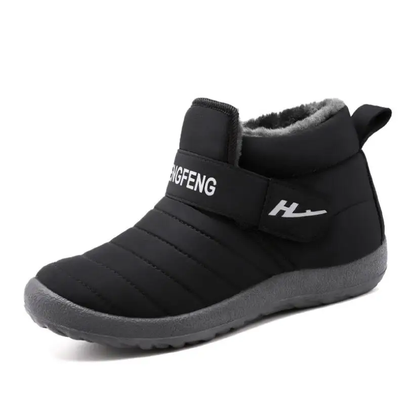 Акция г. Новая зимняя мужская обувь зимние ботинки теплые замшевые лоферы, теплая плюшевая мужская хлопковая обувь с бархатом, сохраняющая тепло - Цвет: Women-Black-802