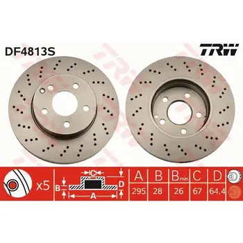 

Brake disc MERCEDES W204/W212 09 front D = 295мм. perforated TRW DF4813S