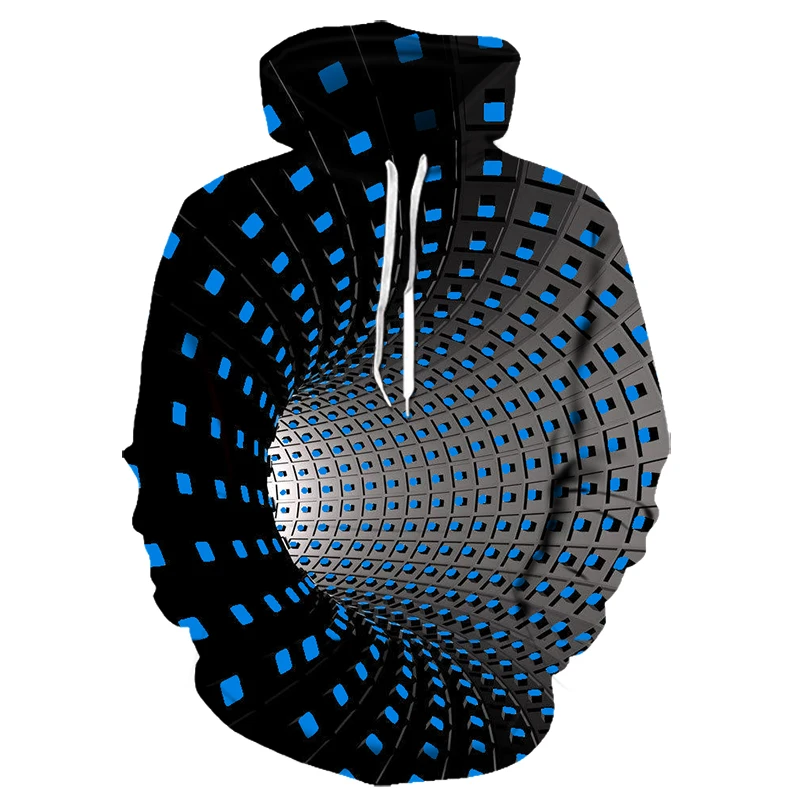 Harajuku толстовка хип-хоп mode Толстовка herfst en winter zwart wit duizeligheid hypnose plezier 3d lange mouw illus |