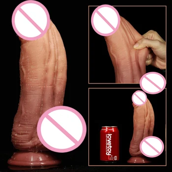 24.5*6.8CM Soft Super Giant Big Realistic Silicone Dildo Penis with Suction Cup Fake Dick Large Anal Dildos Sex Toys for Woman 3