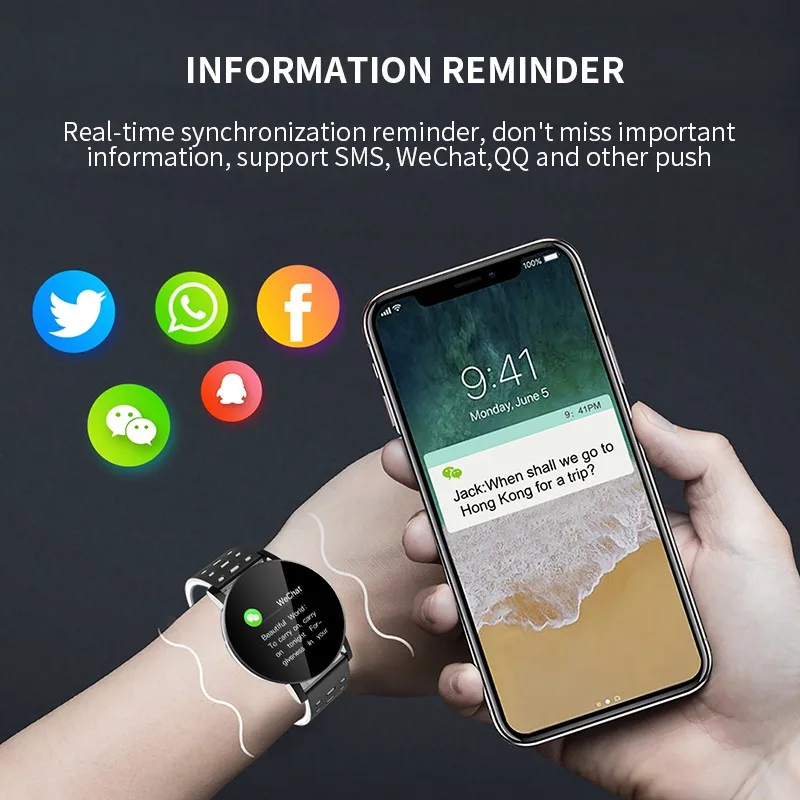 Smart 119 Plus Bracelet IP65 Waterproof Fitness Tracker Pedometer Fitness Tracker Smartwatch men woman Kids Bluetooth 4.0 Phone
