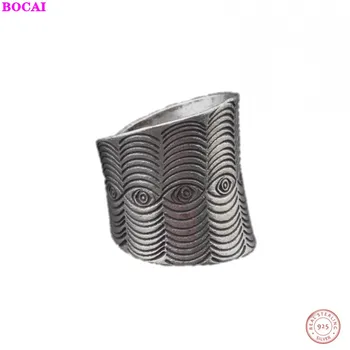 

S925 pure silver open ring female retro fashion Thai silver crafts hand-made sky eye exaggerated ring 2020 new fashion jewelry