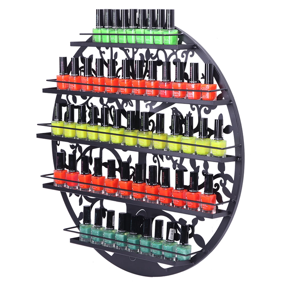 

5 Tier Metal Circular Nail Polish Display Organizer Wall Rack Stand Holder Storage Shelf