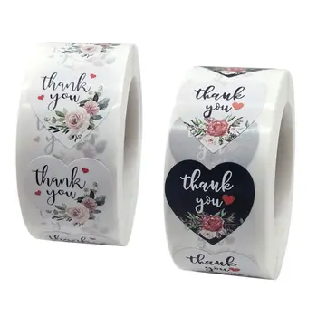 

500pcs Heart Thank You Stickers Gold Foil Seal Label Scrapbooking Wedding Decor C6UE