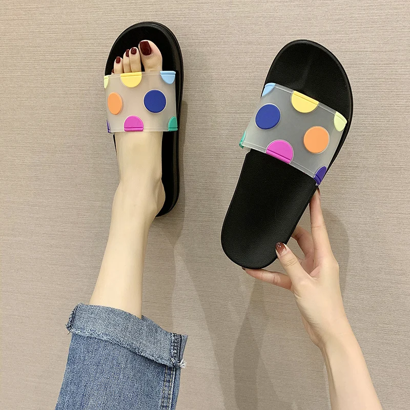 Women 2020 Summer Home Slippers Woman Cute Jelly Color Transparent Slides Ladies Fashion Female Beach Shoes Women