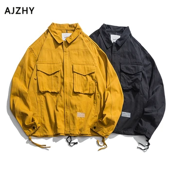 

Hip Hop Men Cargo Jackets 2019 Solid Patchwork Windbreakers Streetwear Jacket Mens Winter Autumn Tactical Casual Pockets Jackets