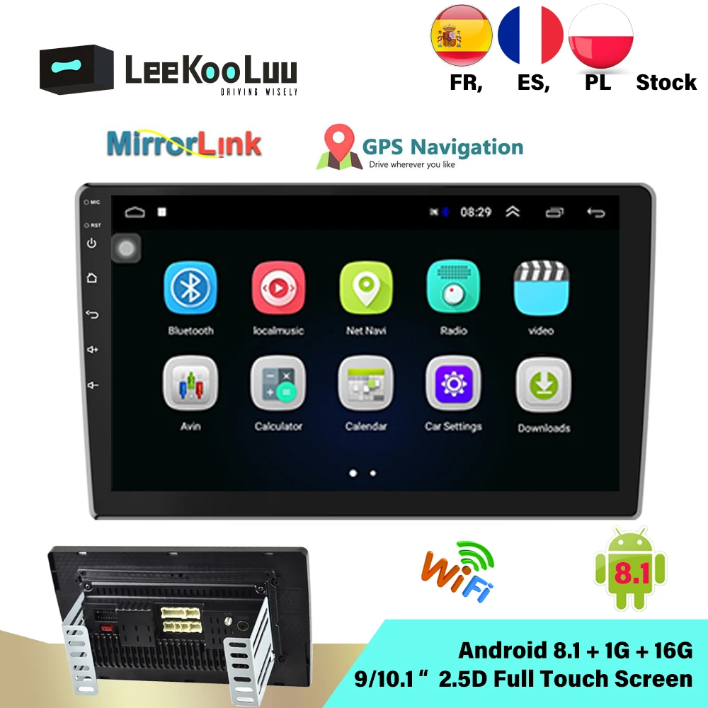 LeeKooLuu Android 8,1 2Din Автомагнитола 10,1 дюймов 2.5D центральный мультимедийный MP5 видео плеер универсальный Авторадио gps Bluetooth Wifi