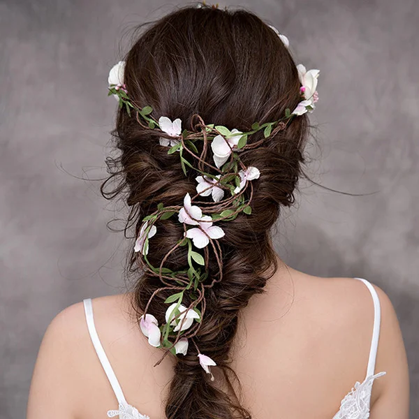1.5M Bride Wedding Headband Crown Floral Headdress Flower Beach Party Halloween Hairband