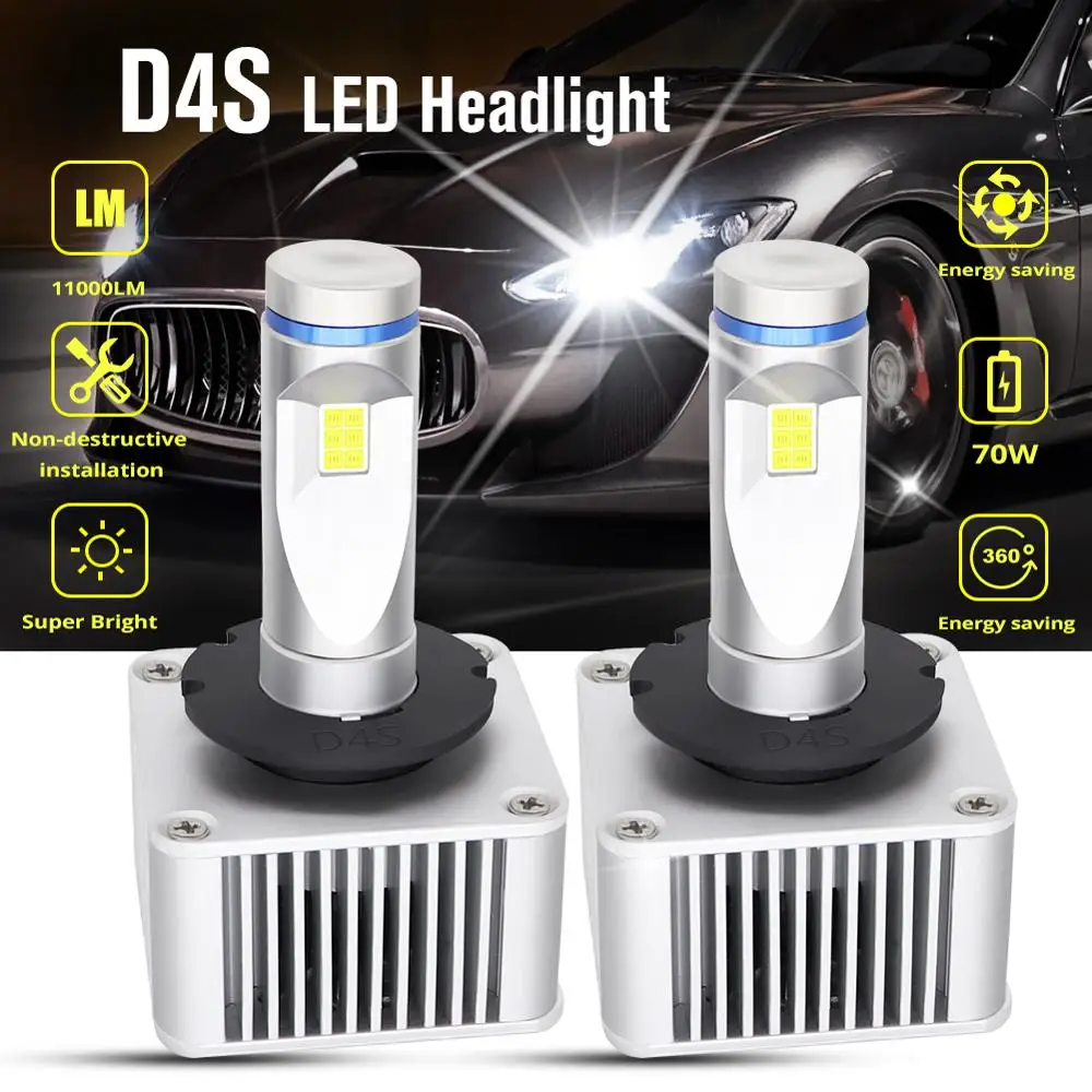 

2pcs D4S D1S D2S D3S LED Car Headlight Bulbs 70W 11000LM CSP White Waterproof Auto Front Headlamp Driving Fog Lights DC 8-48V