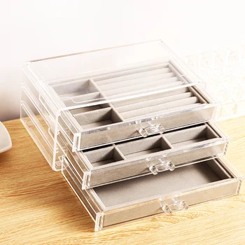 

3-Layer Jewelry Box Transparent Display Shelf Storage Box Space-Saving Jewelry Storage Box