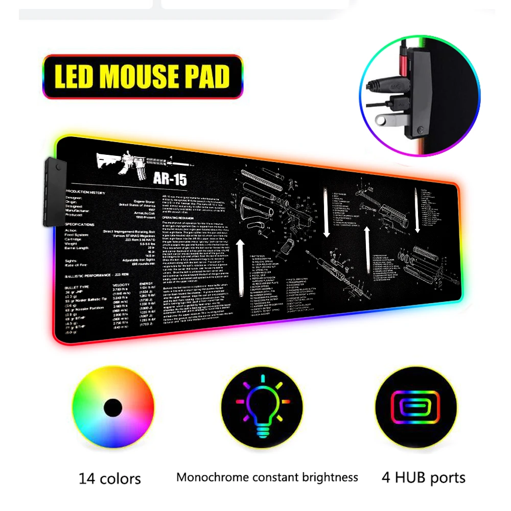 XGZ AR-15 GUN чистящий коврик для мыши RGB беспроводной зарядный Коврик